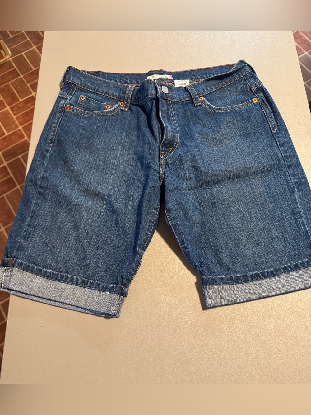 New Levi's 515 Blue Rolled-Hem Denim Shorts Size 12